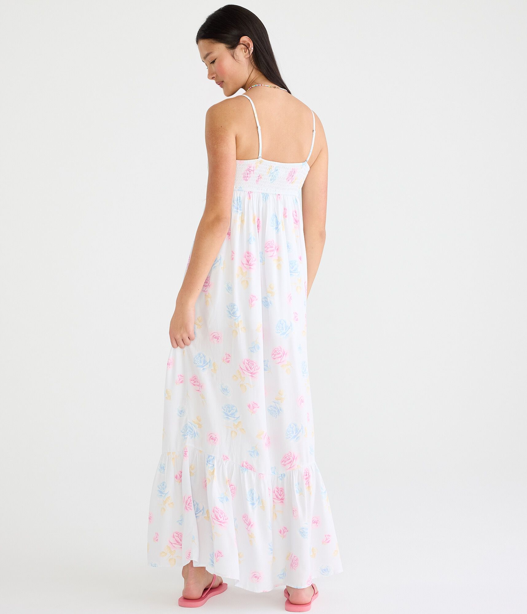 Floral Strapless Twist-Front Maxi Dress