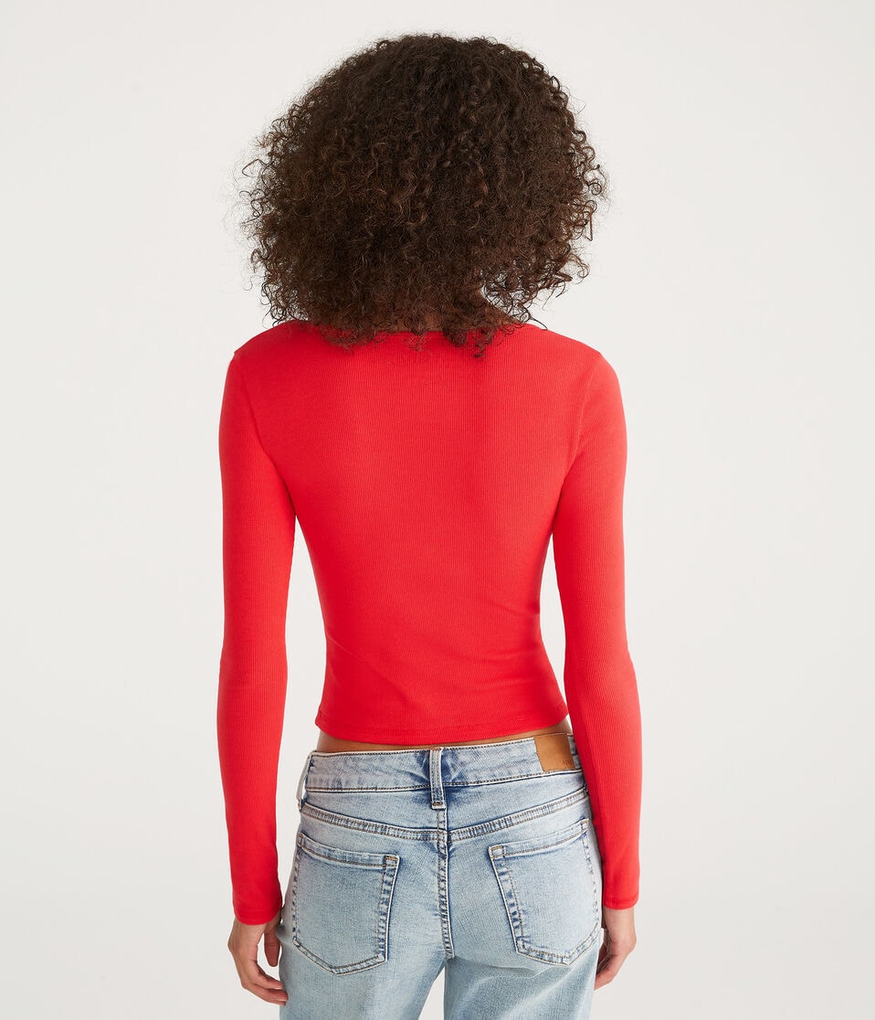 Long Sleeve Ruched Shrunken Tee