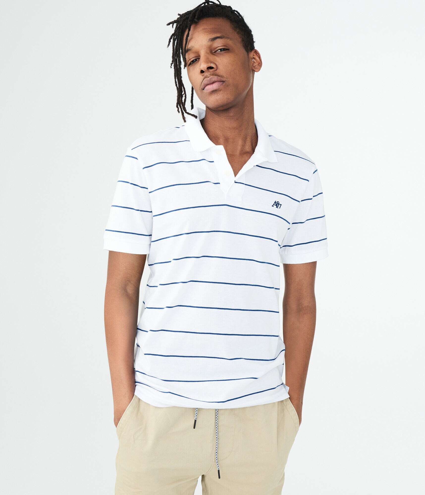 A87 Thin Stripe Jersey Polo