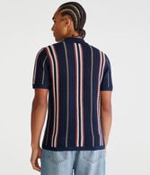 Striped Open-Knit Sweater Shirt