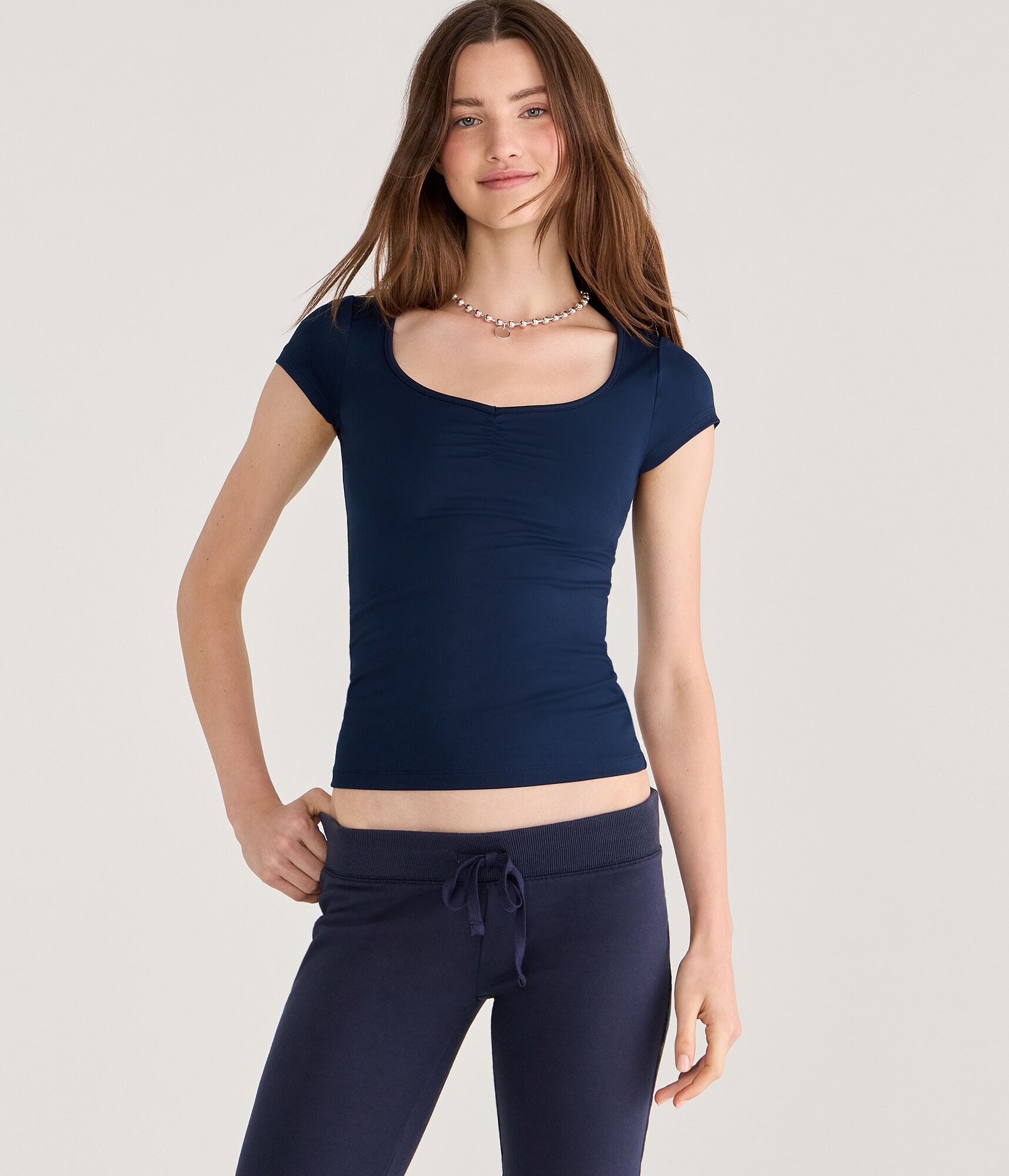 Buttery Soft Cinched Scoop-Neck Tee
