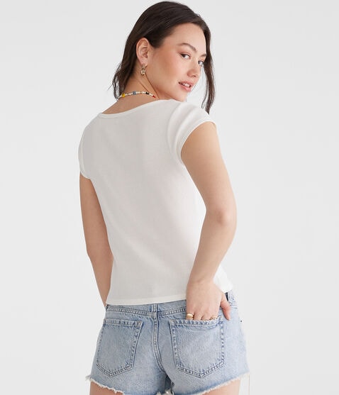 Seriously Soft Scoop-Neck Button-Front Tee Seriously Soft Scoop-Neck Button-Front Tee