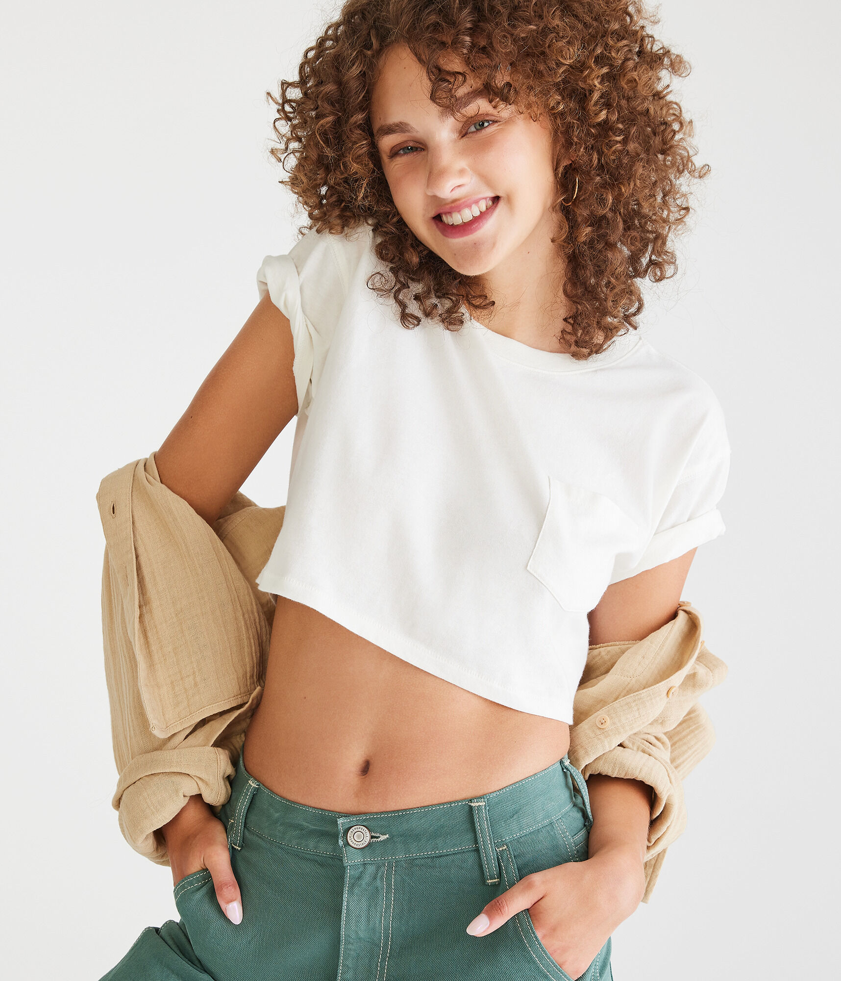 Boxy Boyfriend Cropped Crew Pocket Tee