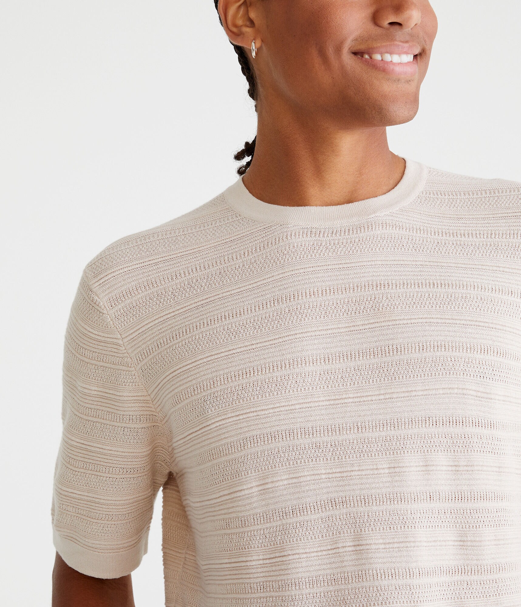 Horizontal Textured Stripe Sweater Tee