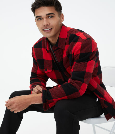 Buffalo Plaid Sherpa-Lined Shacket Buffalo Plaid Sherpa-Lined Shacket