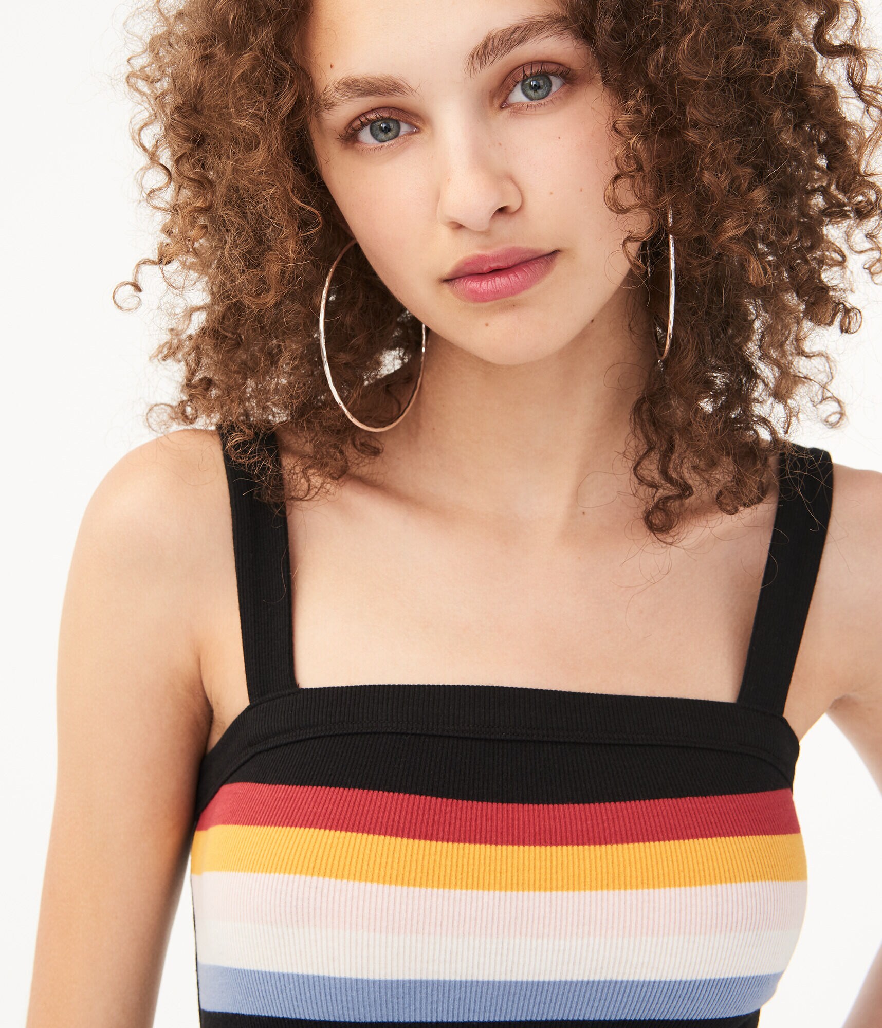 Seriously Soft Rainbow Stripe Square-Neck Tank