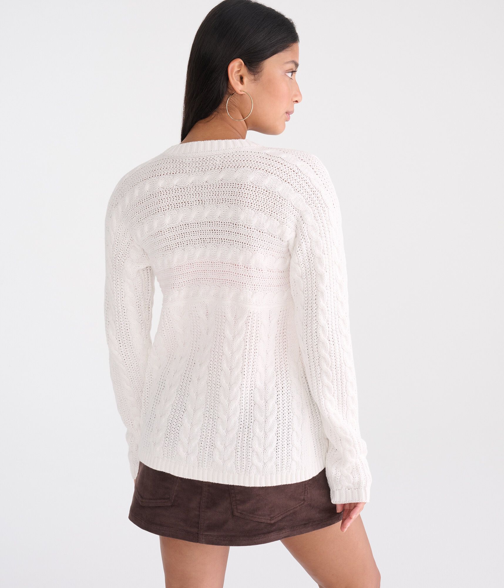 Babydoll One-Button Cable Cardigan
