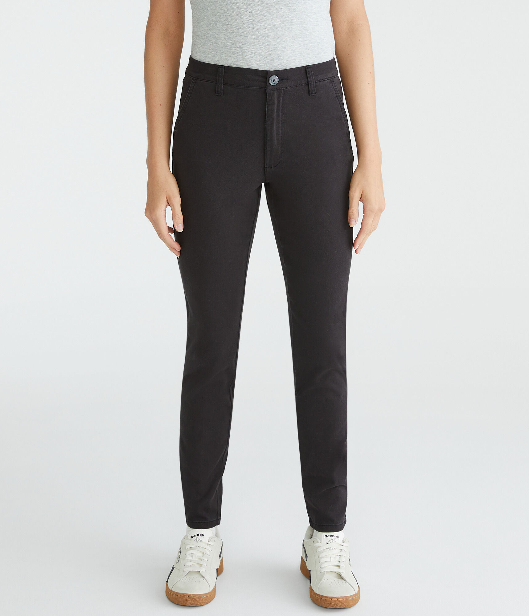 High-Waisted Slim Twill Pants