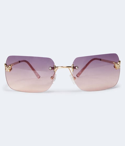 Rhinestone Butterfly Rimless Sunglasses Rhinestone Butterfly Rimless Sunglasses