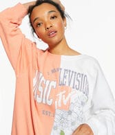 MTV Spliced Oversized Crew Sweatshirt