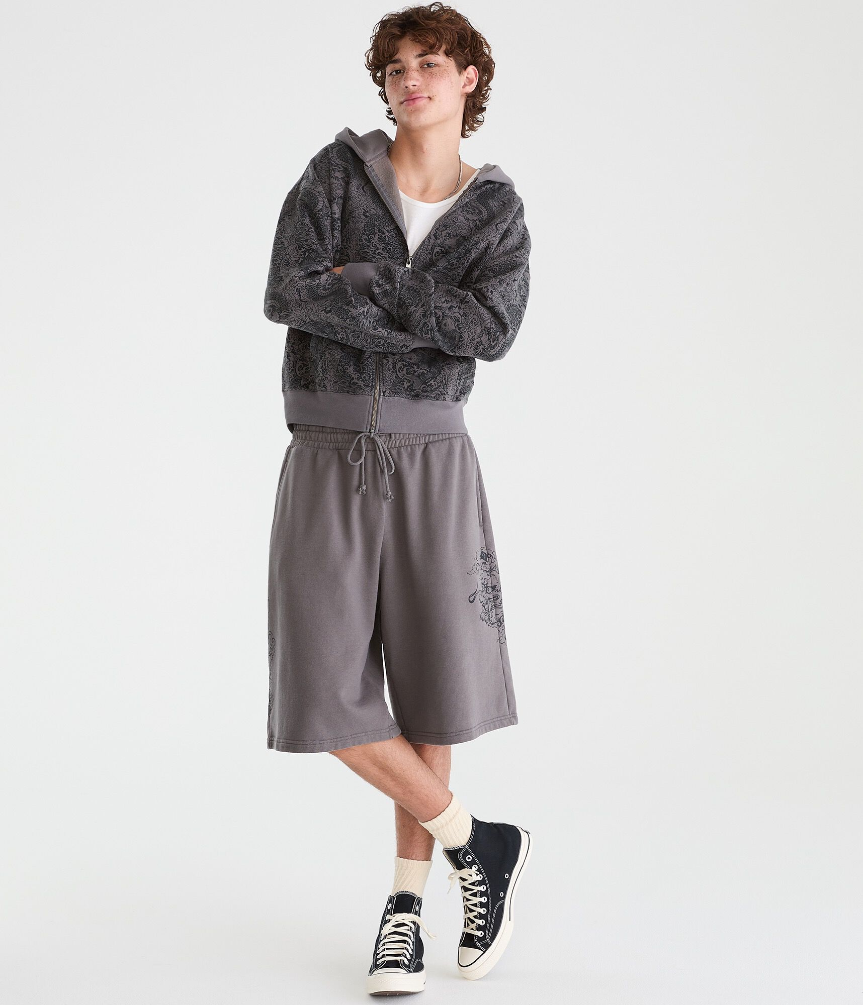 Cloud Soft Dragon &amp; Koi Boxy Full-Zip Hoodie