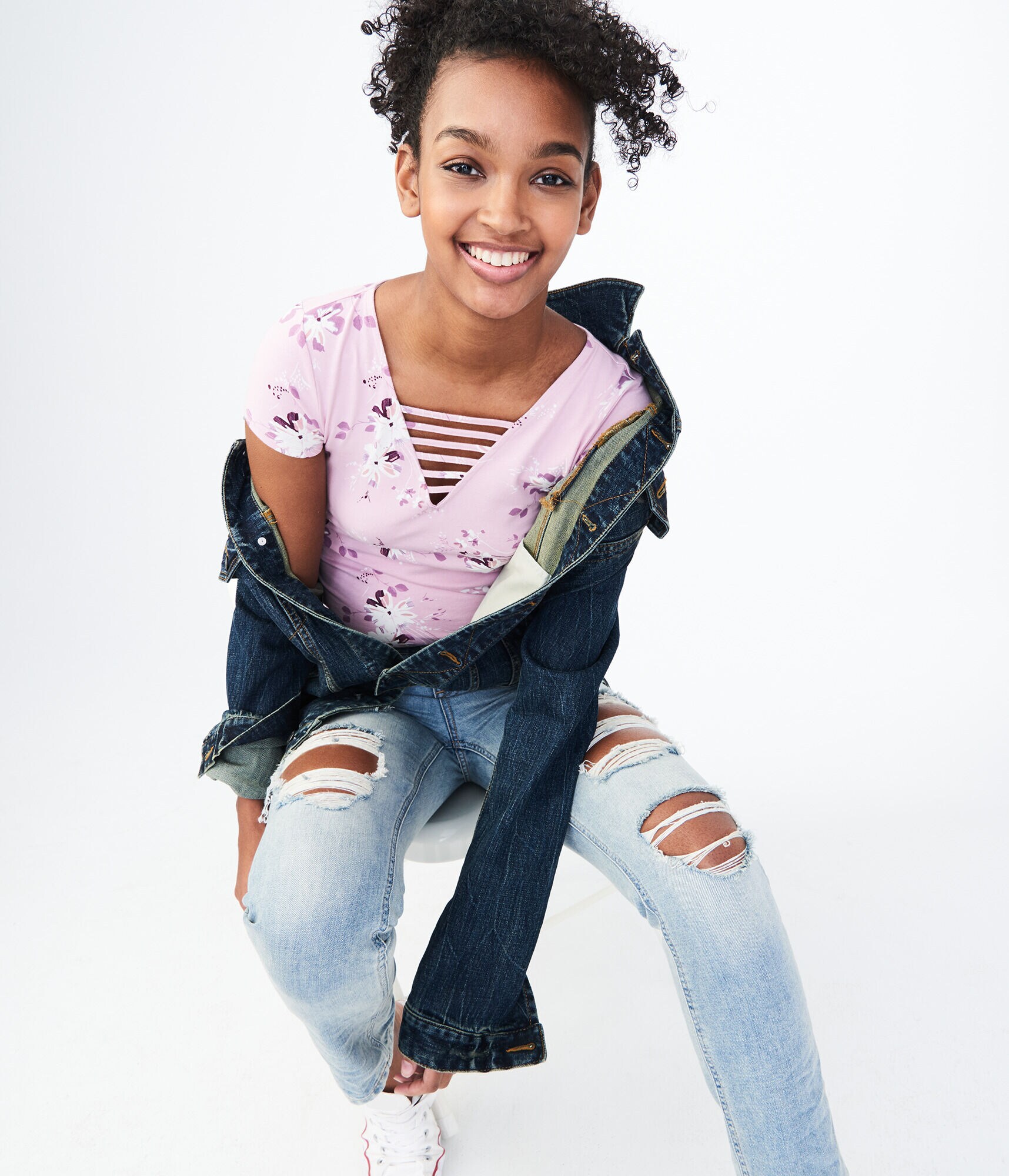 Floral Strappy-Front Bodycon Top