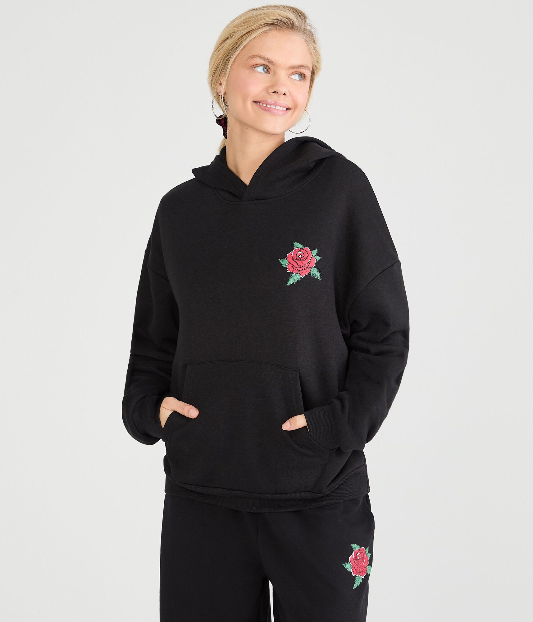 Cloud Soft Tattoo Roses Pullover Hoodie