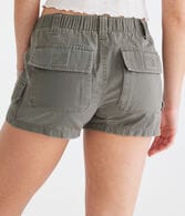 Low-Rise Twill Tie Cargo Shorty Shorts