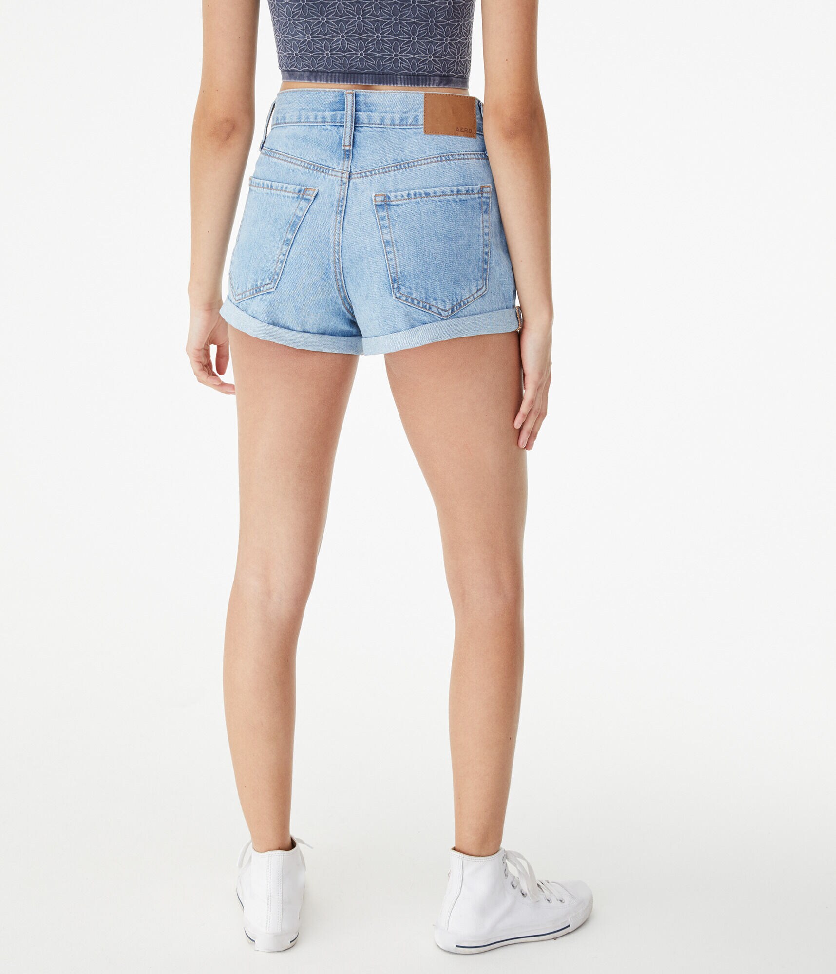High-Rise Denim Mom Shorts