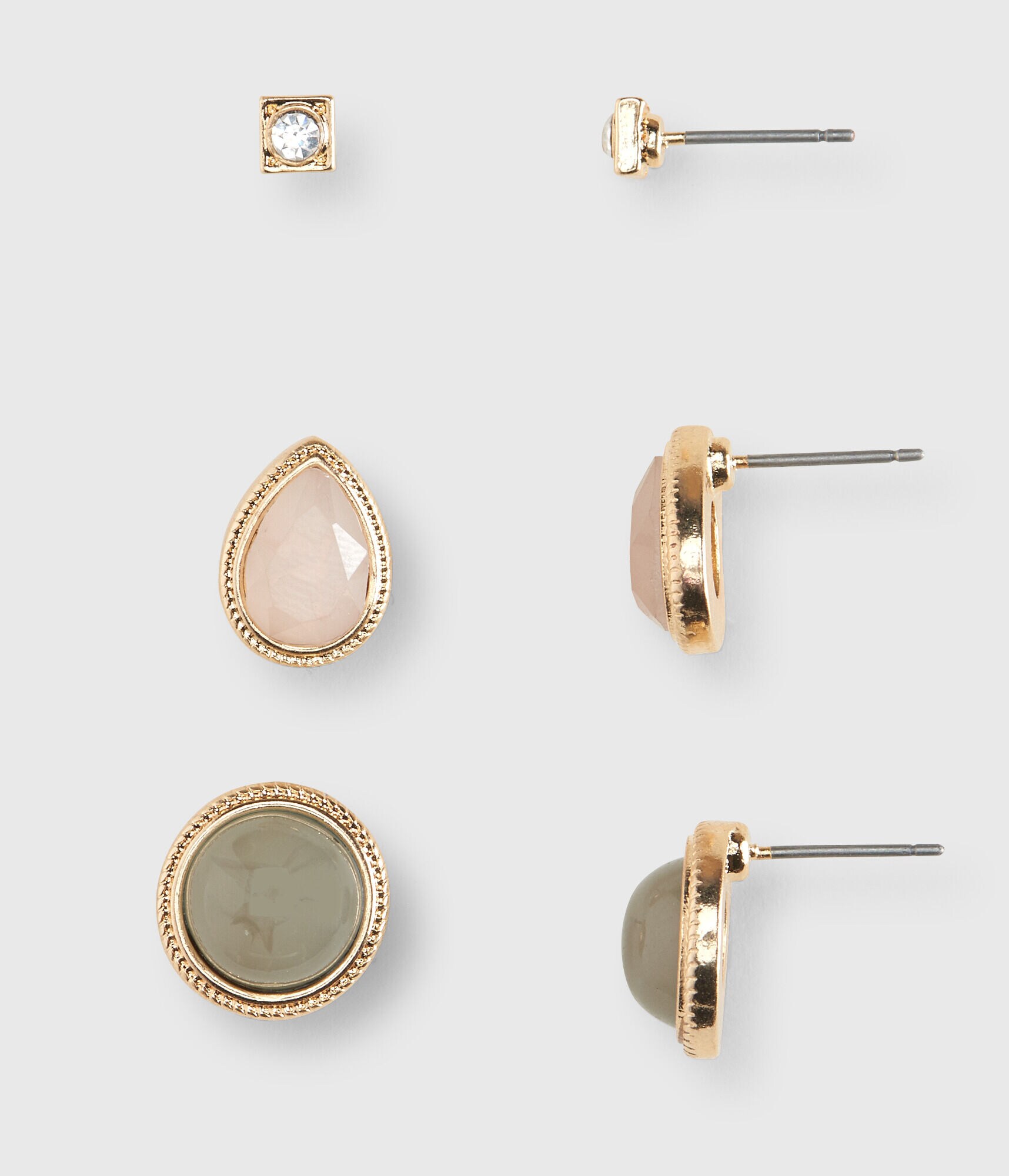 Fancy Stone Stud Earring 3-Pack