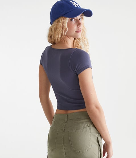 Buttery Soft Cropped Cinch-Front Tee Buttery Soft Cropped Cinch-Front Tee