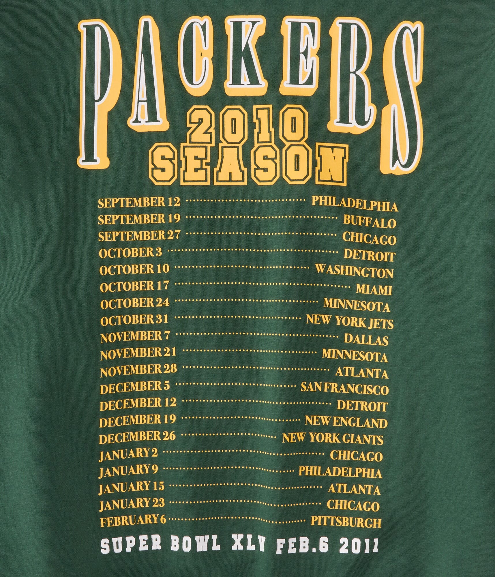 Green Bay Packers 2010 Season Pullover Hoodie