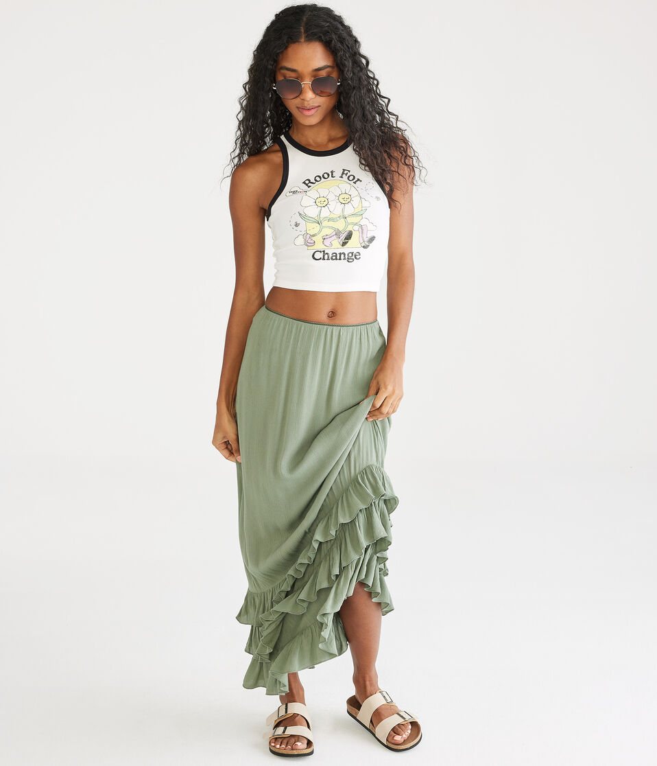 Ruffled Asymmetrical Midi Skirt Ruffled Asymmetrical Midi Skirt
