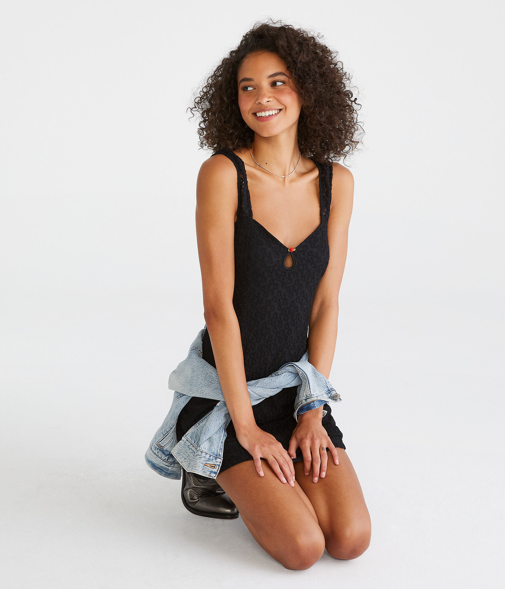 Floral Lace V-Neck Fit &amp; Flare Dress