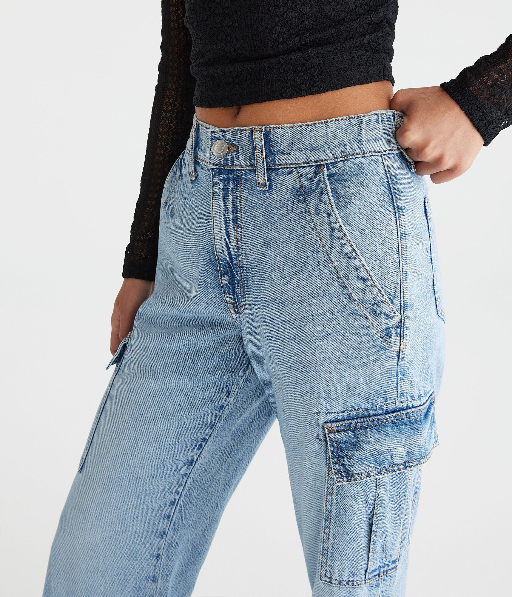 High-Waisted Wide Leg Cargo Jean