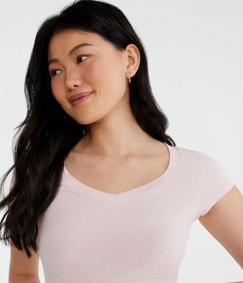 Seriously Soft Ribbed V-Neck Baby Tee Seriously Soft Ribbed V-Neck Baby Tee