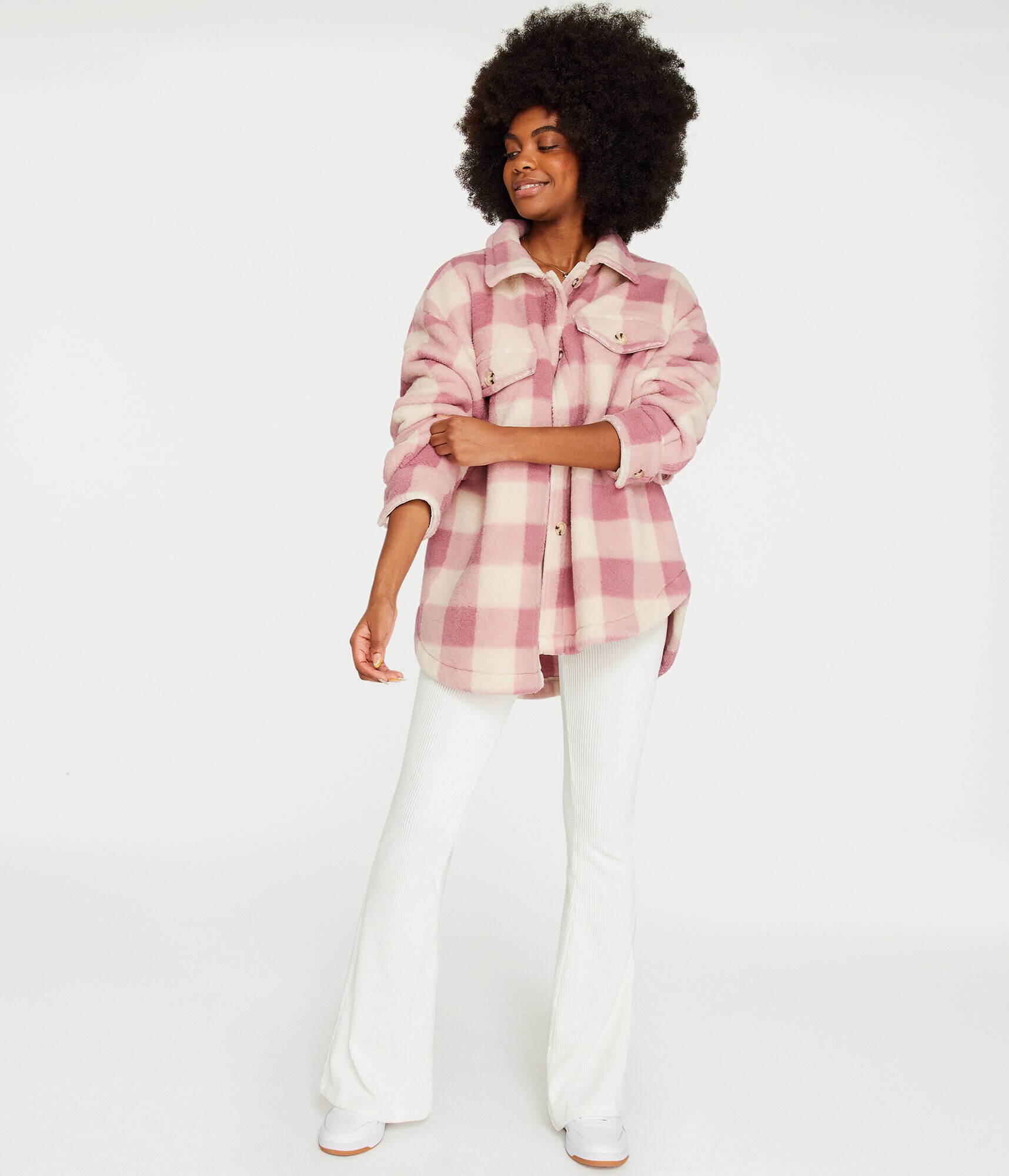 Plaid Oversized Sherpa Shacket