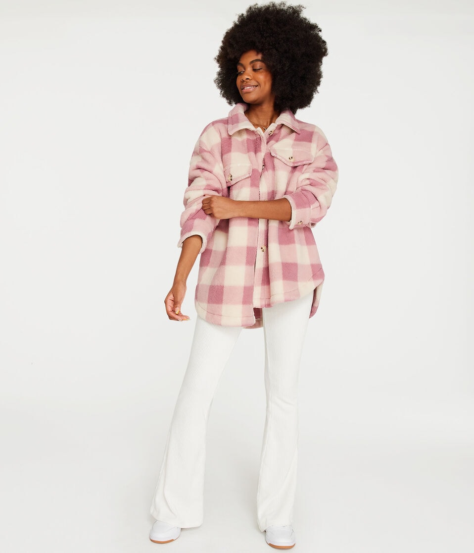 Plaid Oversized Sherpa Shacket