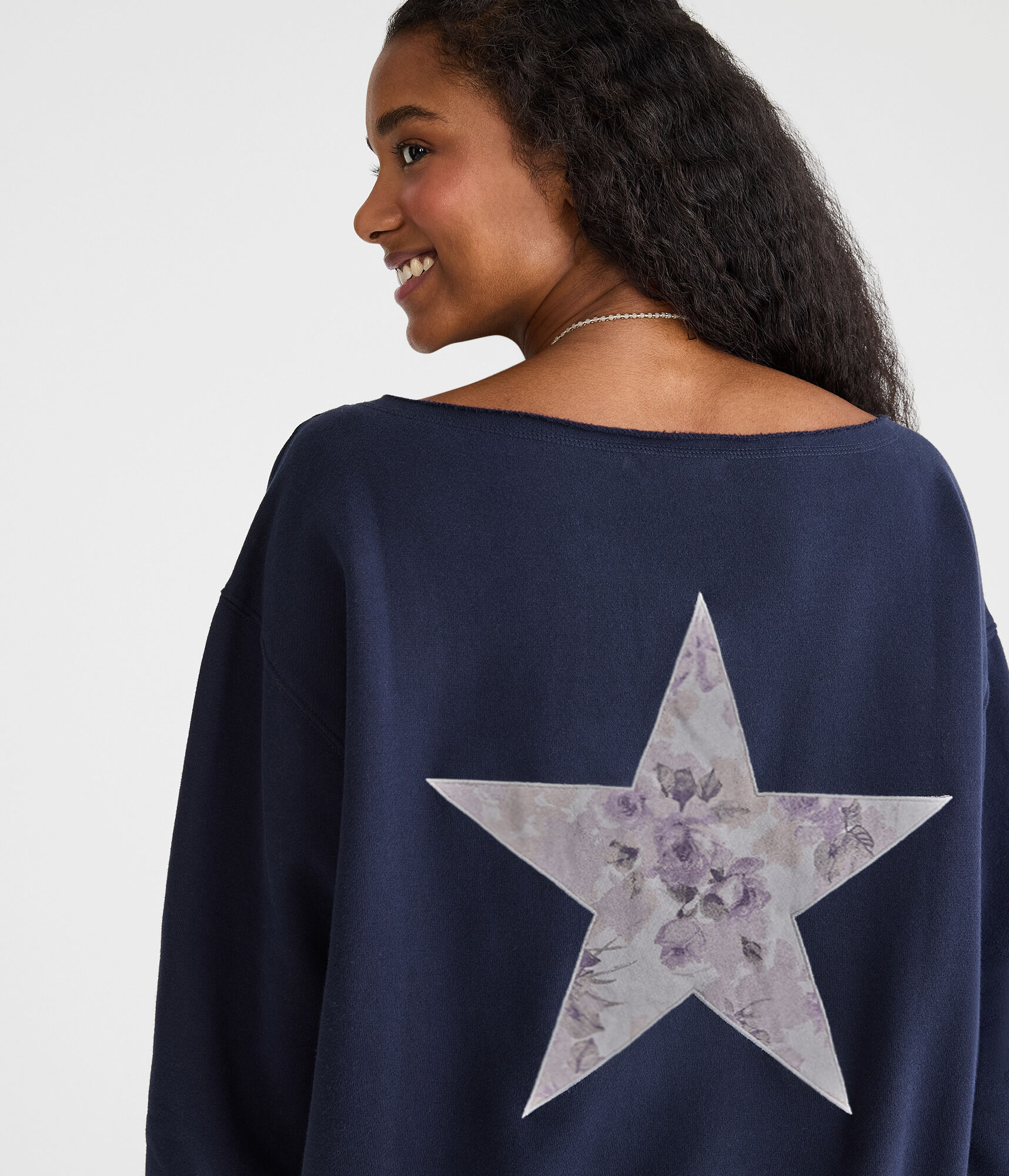 Floral Star Off-The-Shoulder Sweatshirt