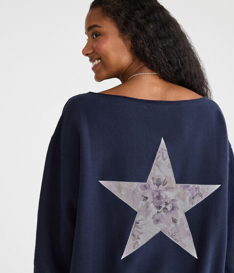 Cloud Soft Floral Star Off-The-Shoulder Sweatshirt Cloud Soft Floral Star Off-The-Shoulder Sweatshirt