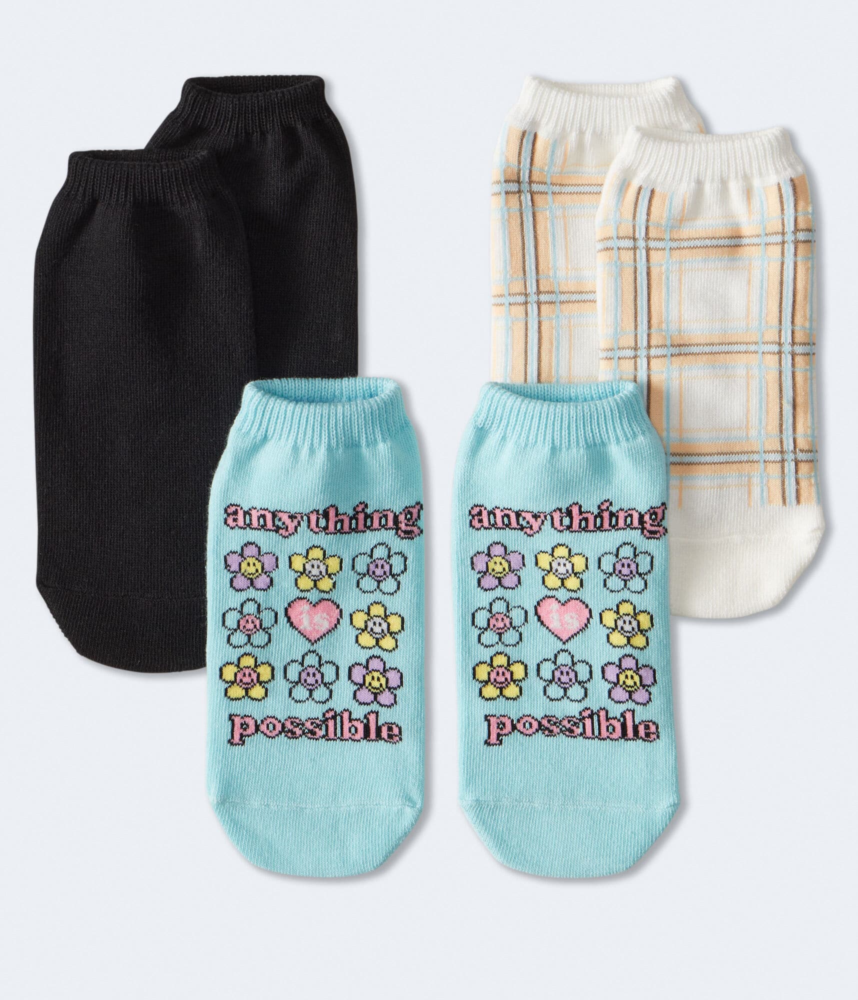 Floral Plaid Ankle Sock 3-Pack