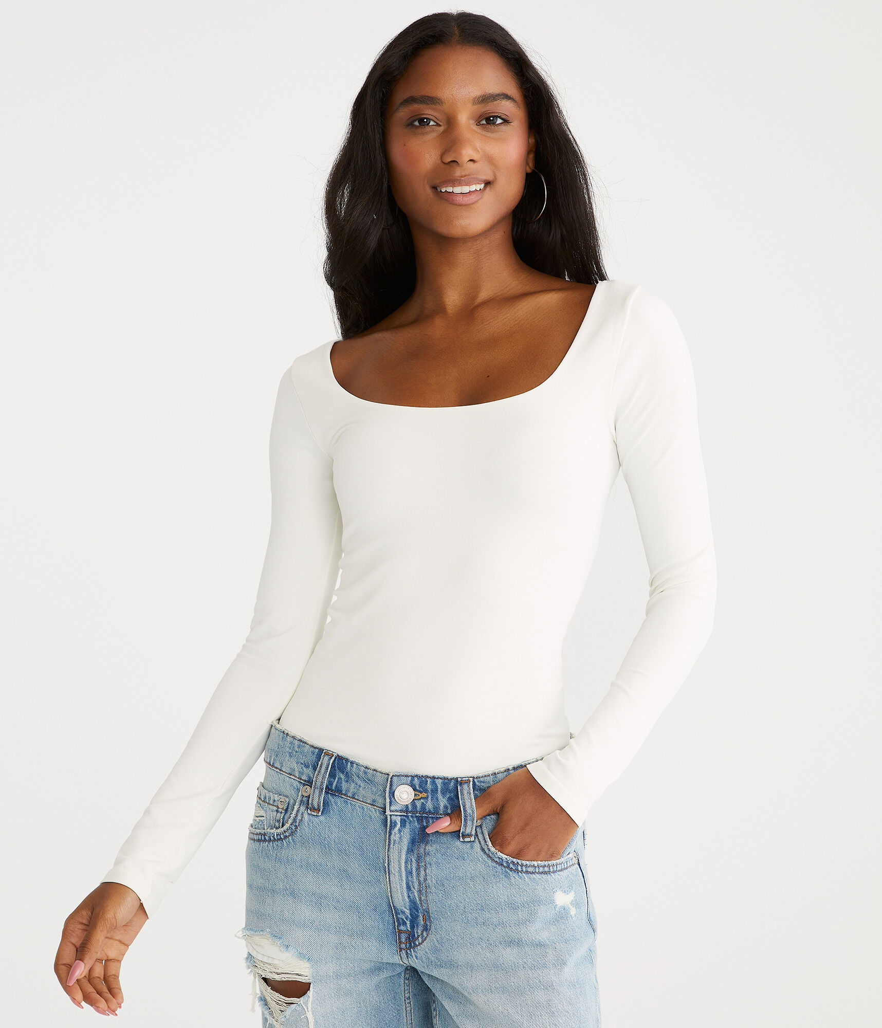 Long Sleeve Seriously Soft Sculpt Scoop-Neck Tee