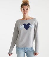 Long Sleeve Seriously Soft Hearts Off-The-Shoulder Tee