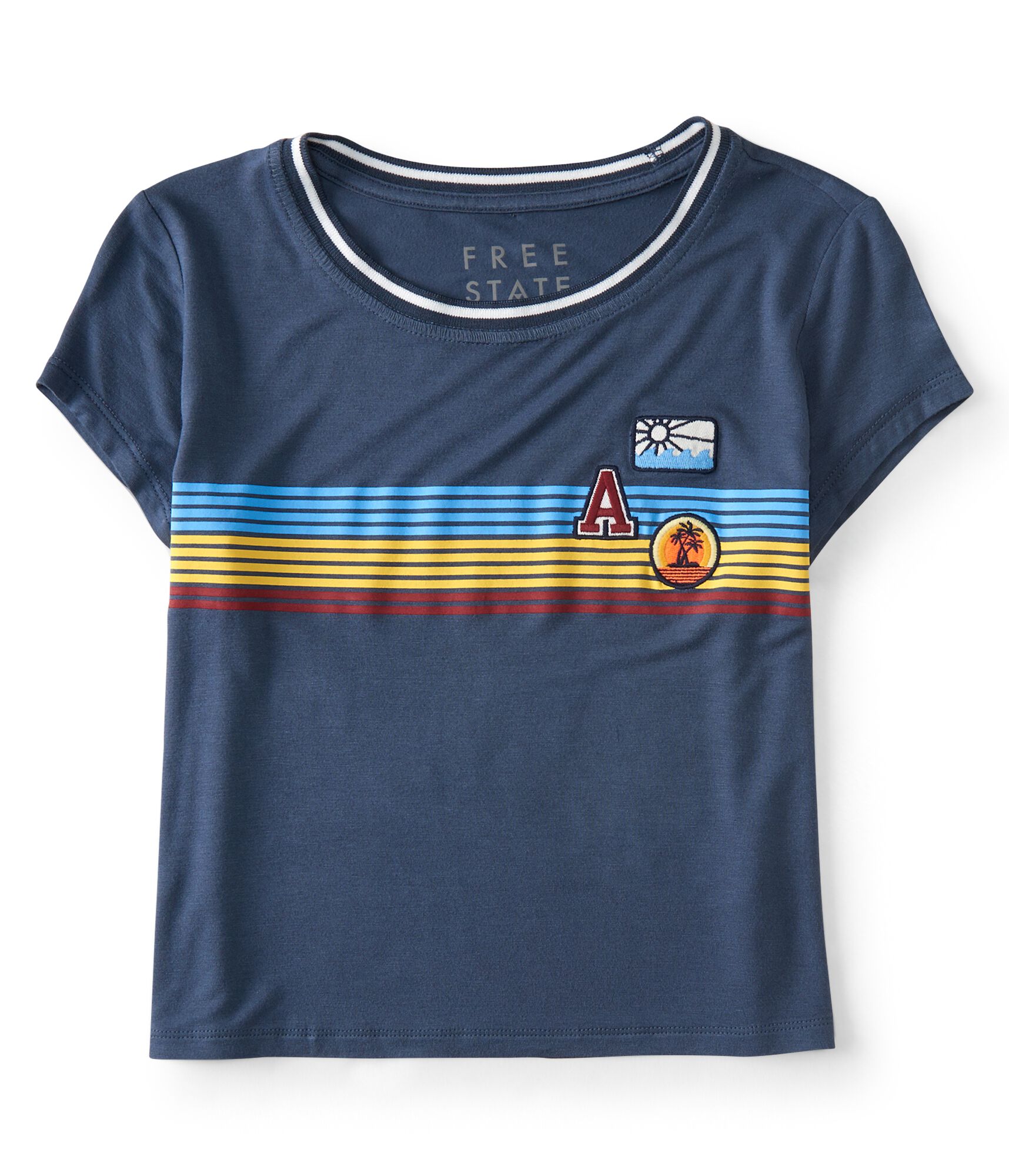 Free State Patches Stripe Ringer Cropped Baby Tee