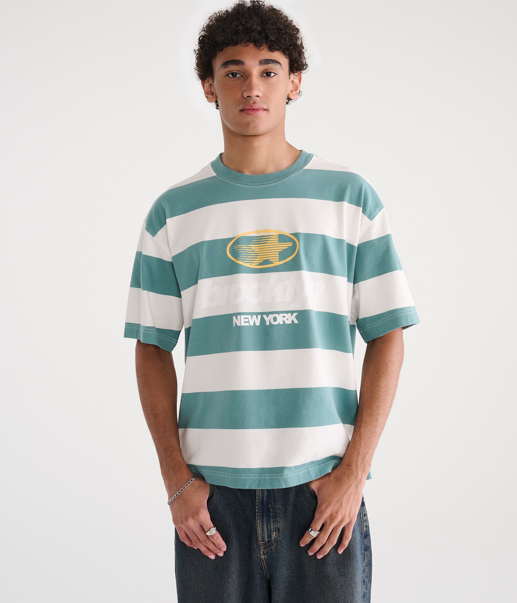 Brooklyn Star Striped Boxy Graphic Tee