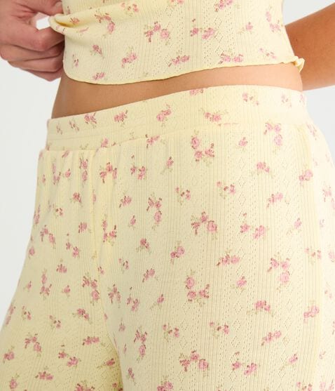 Floral Pointelle Straight Leg Sleep Pants Floral Pointelle Straight Leg Sleep Pants