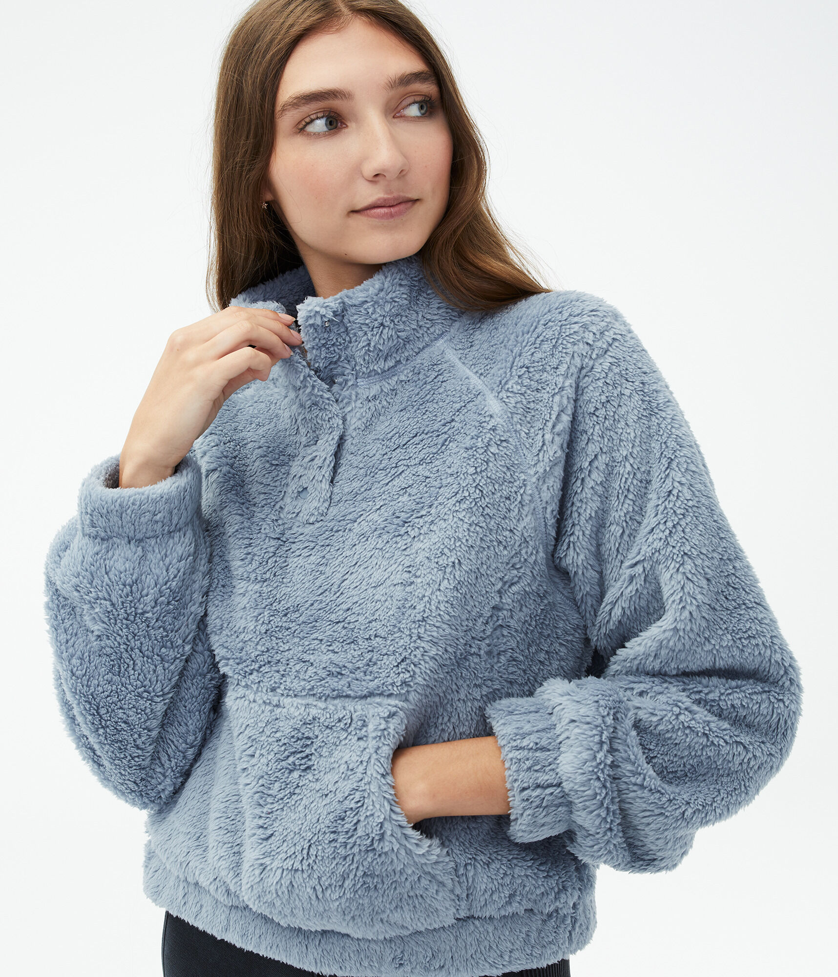 sherpa fleece pull over