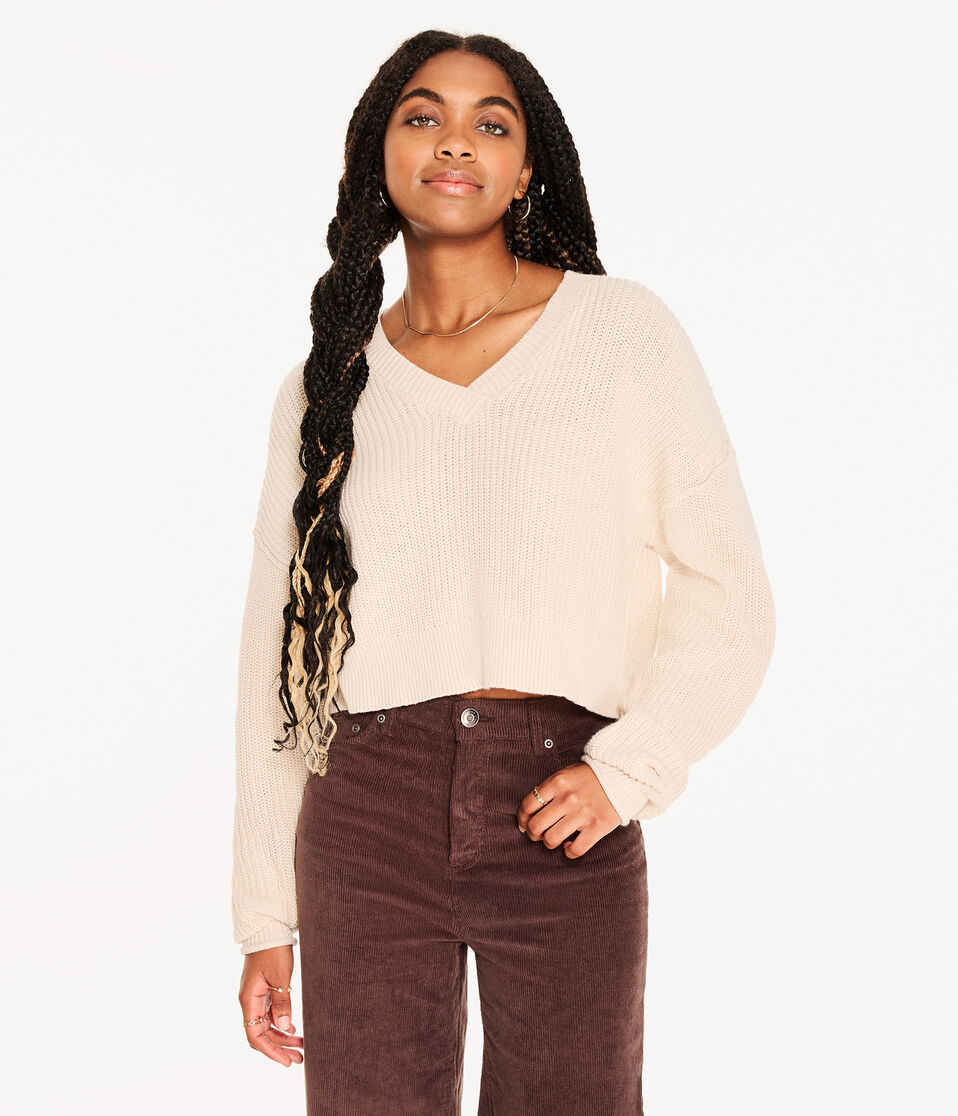Ribbed V-Neck Sweater