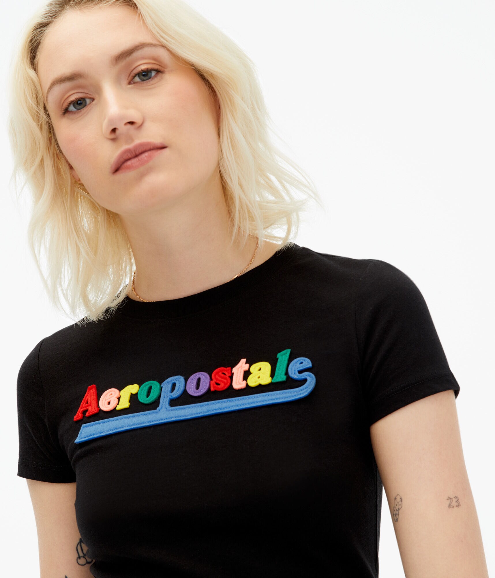 Aeropostale Rainbow Appliqu&eacute; Graphic Tee
