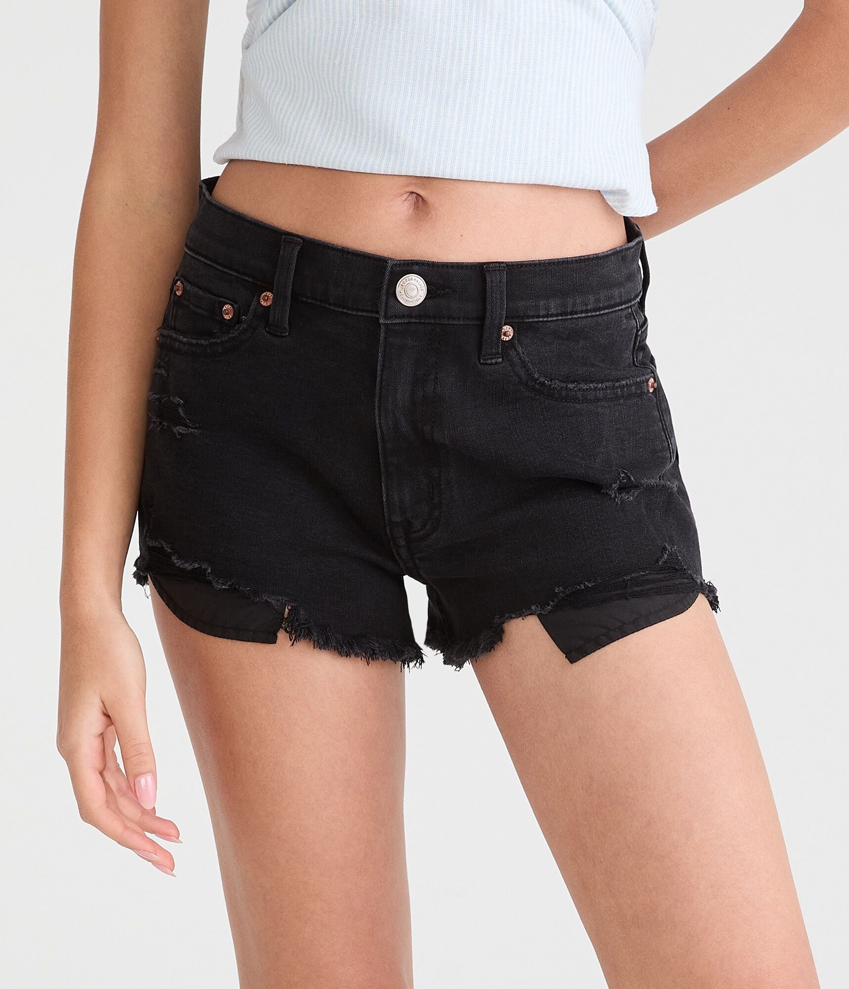 Vintage High-Rise Denim Shorty Shorts