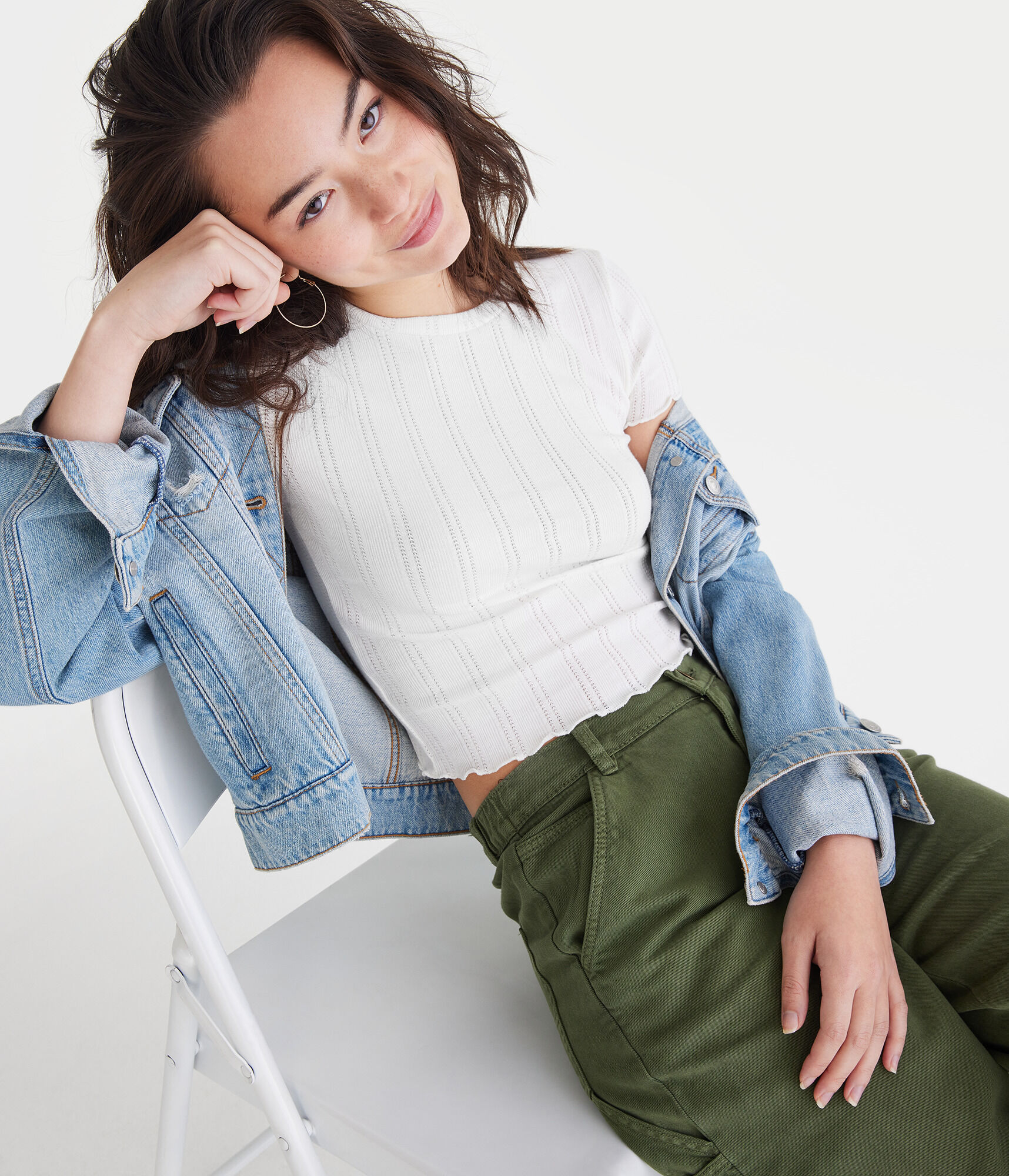 Pointelle Shrunken Tee