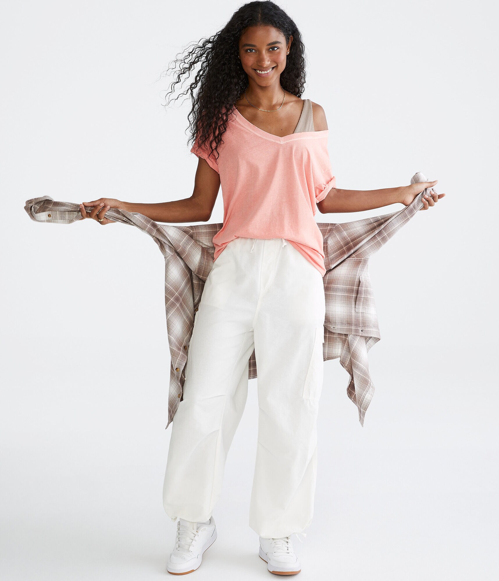 Washed Loose Fit V-Neck Tee