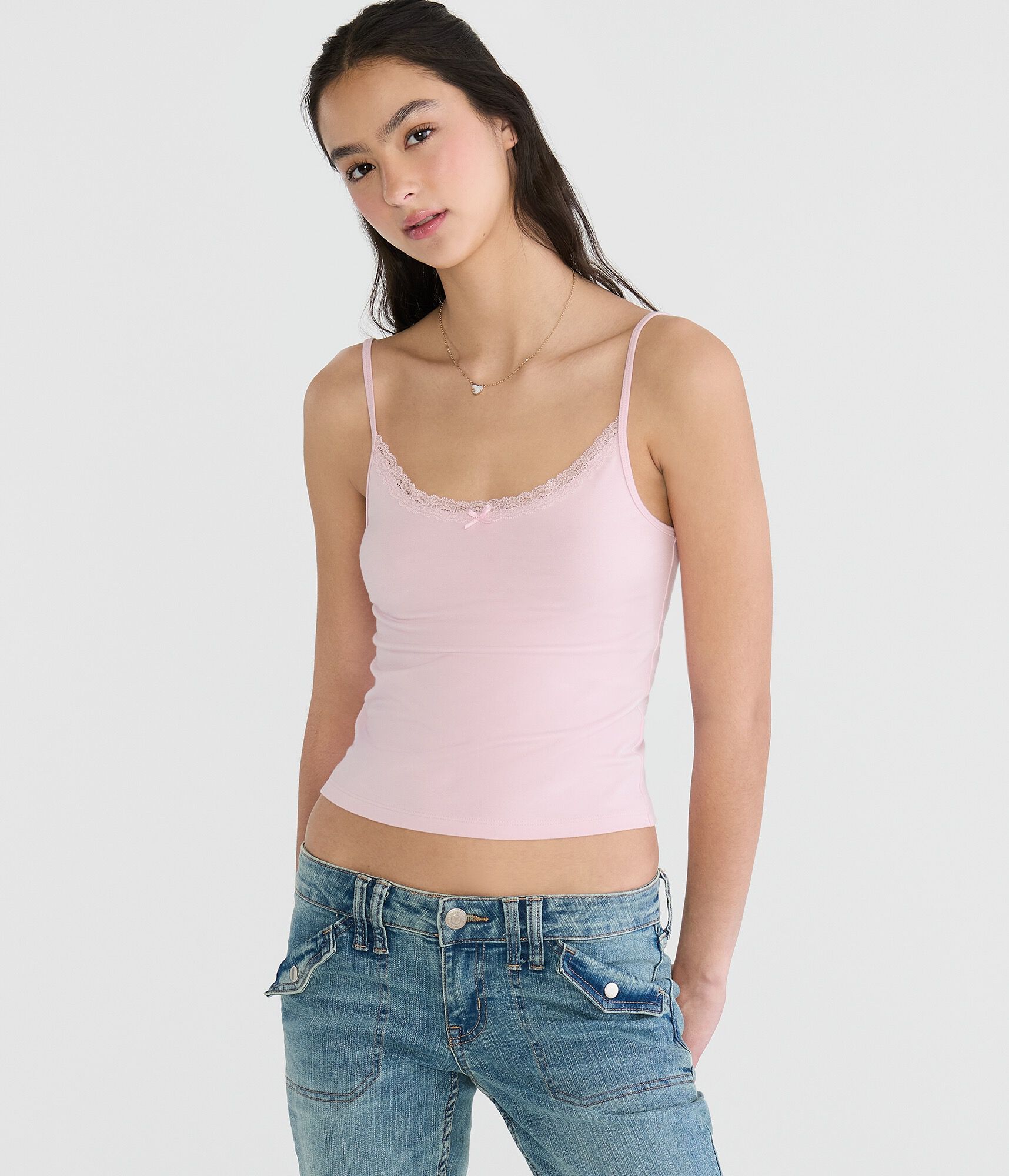 Solid Lace-Trim Cami