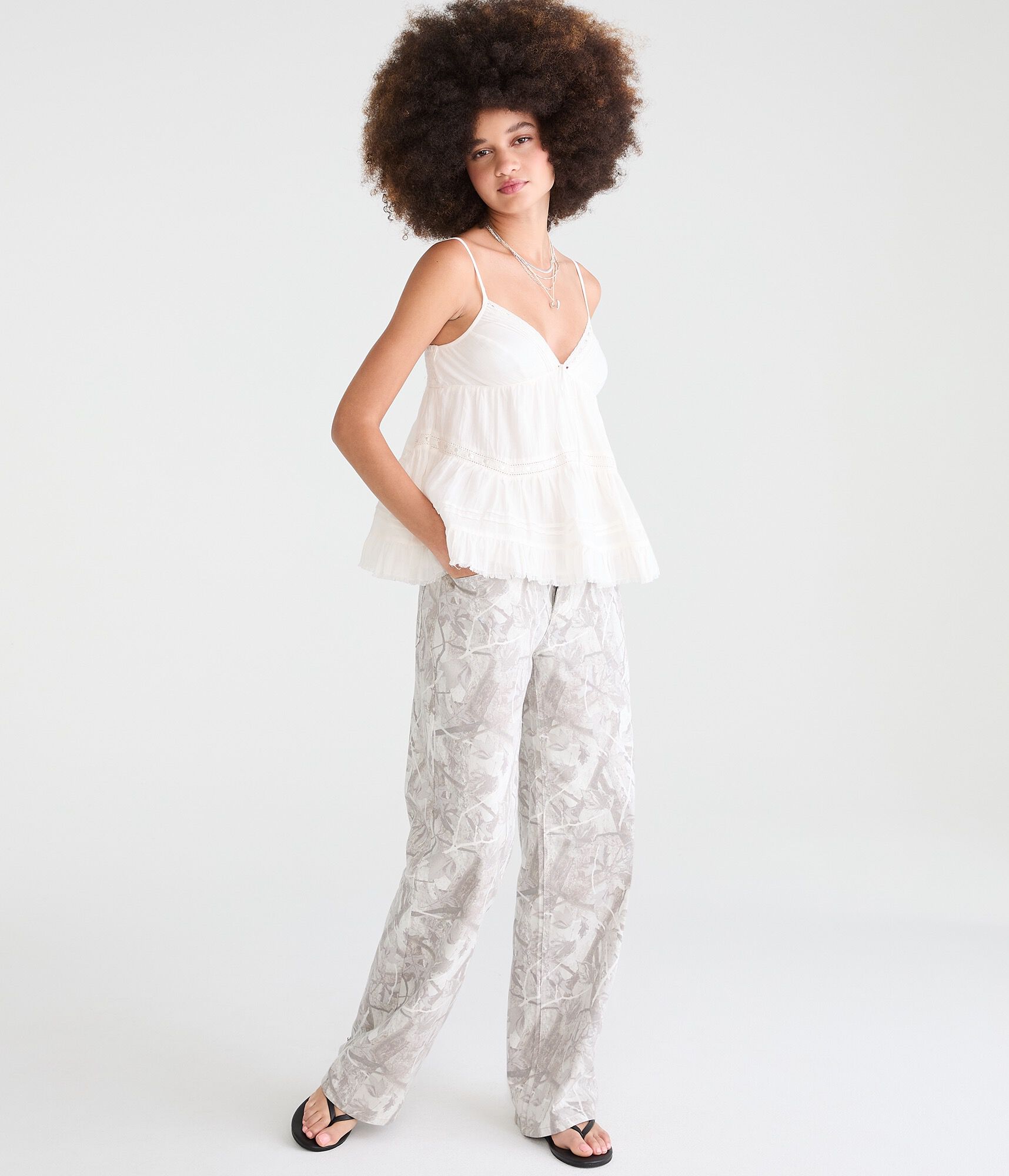 Low-Rise Baggy Wide Leg Forest Camo Jean