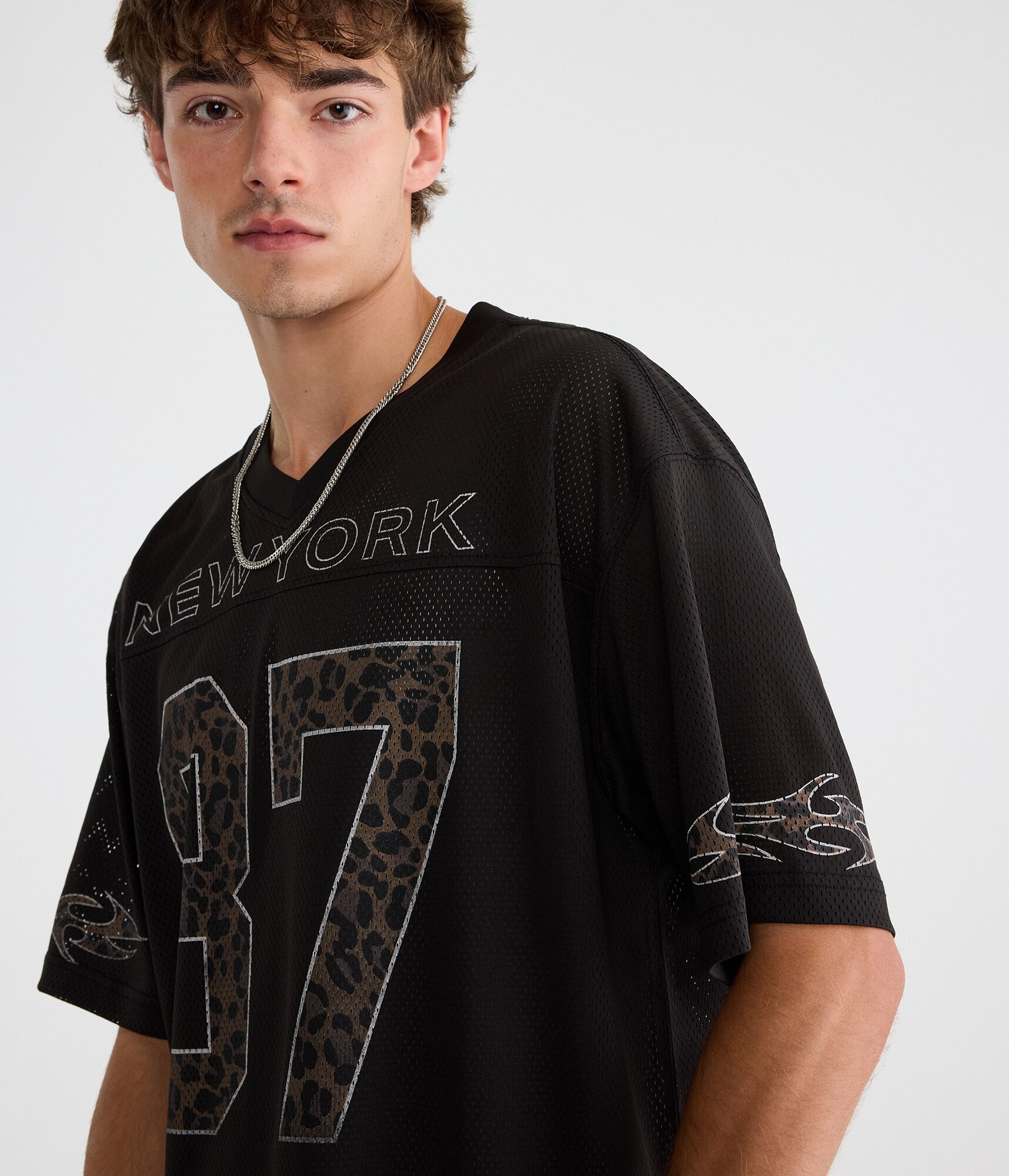 New York 87 V-Neck Boxy Mesh Jersey