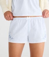 Thin Stripe Embroidered Sleep Shorts