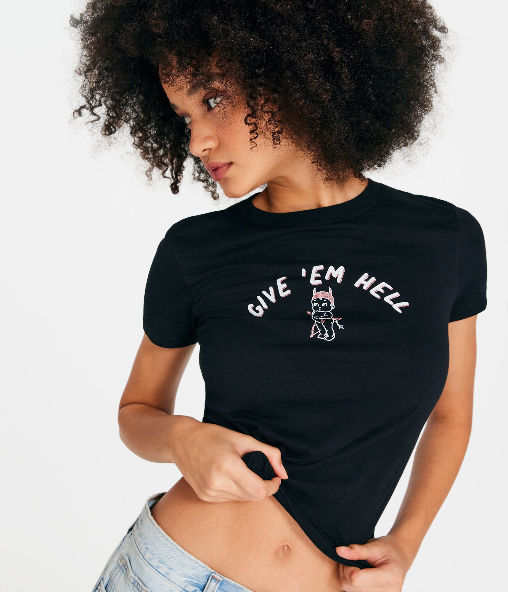 Devil Cherub Glitter Graphic Tee