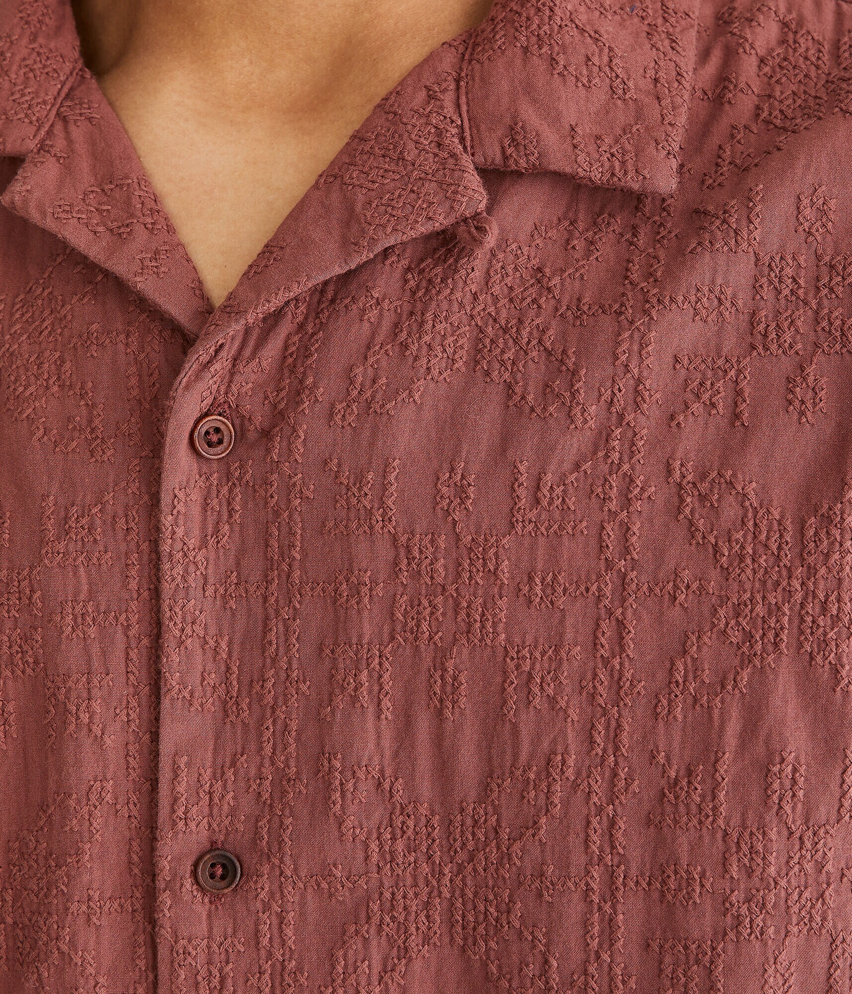 Geometric Stitch Camp Shirt