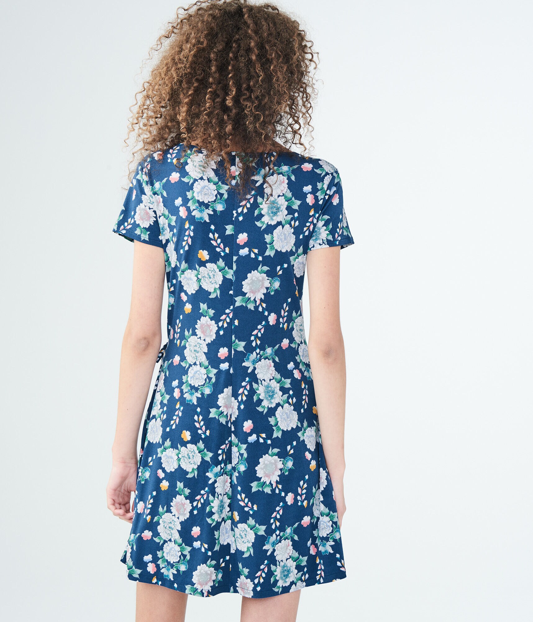 Floral wrap front dress clearance