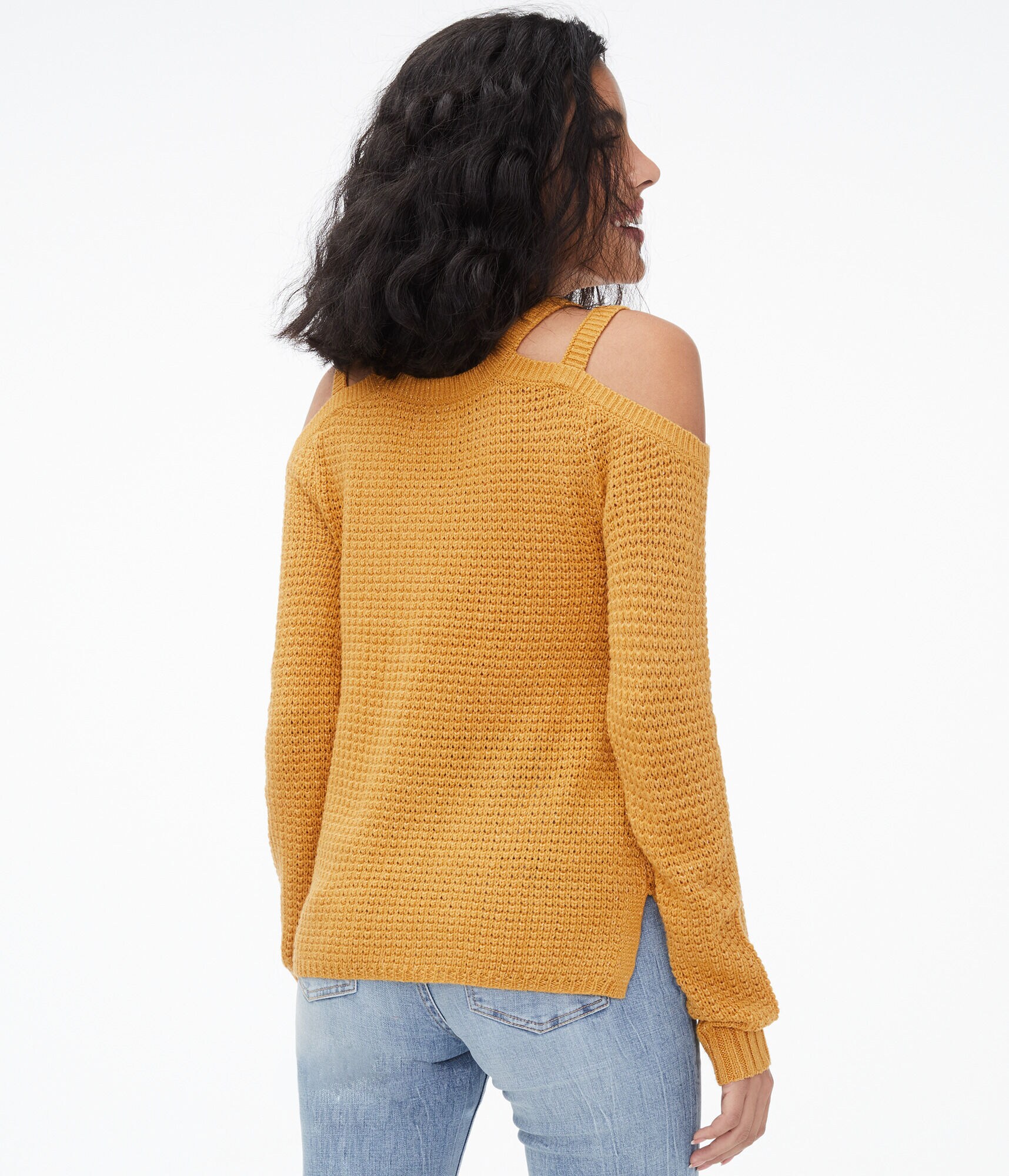 Strappy Cold-Shoulder Sweater